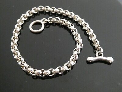 Vintage Sterling Silver 925 Rolo Chain Linked Toggle Clasp Vintage Sterling Silver 925 Rolo Chain Linked Toggle Clasp