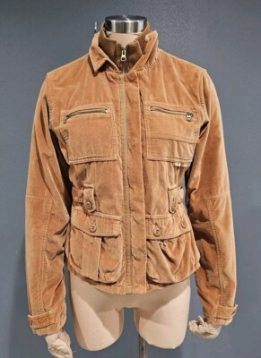 Vintage Y2K TRIPLE FIVE SOUL Women Tan Velour Multi Zip Jacket M