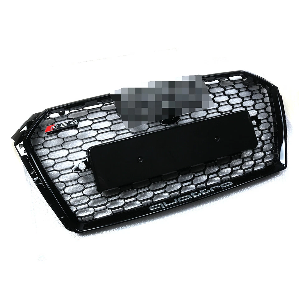 For 2017-2018 Audi A4/S4 B9 RS4 Style Honeycomb Mesh Hex Grille Black W/ Quattro - Image 3 of 4