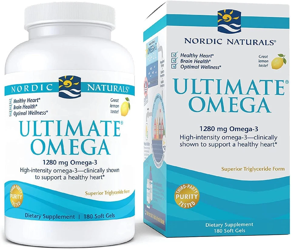 NORDIC NATURAL'S Nordic Naturals Ultimate Omega-3 1280mg 180 Softgels, Heart & Brain Health
