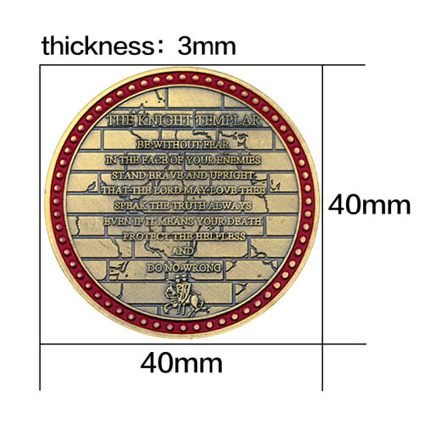 10PCS Red Cross Challenge Coin Commemorative Armor Knight Coppery Army