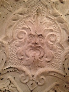 24 X 24 Antique Ceiling Tin Tile With Green Man Face Very Rare