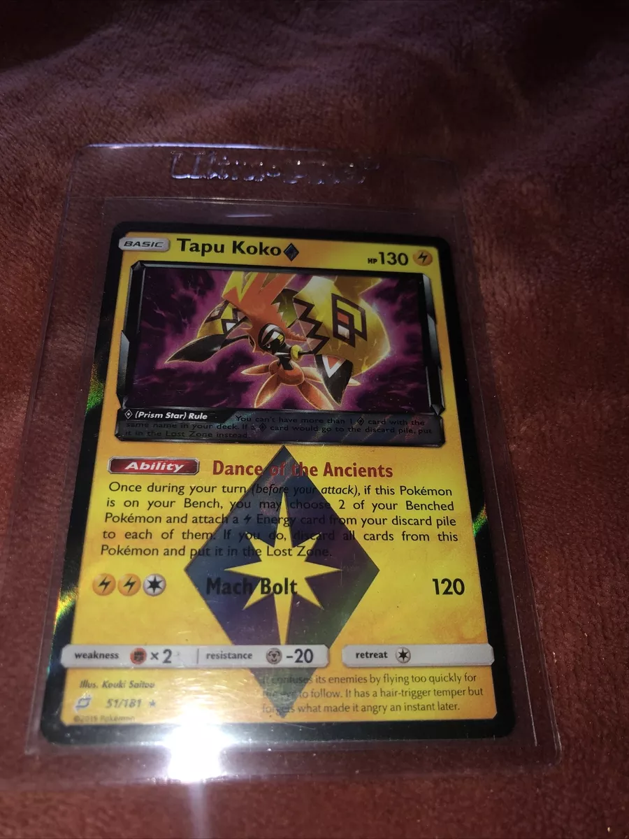 Pokemon Card TCG - Tapu Koko 51/181 (Prism Star Rare) - Team Up - NM/M