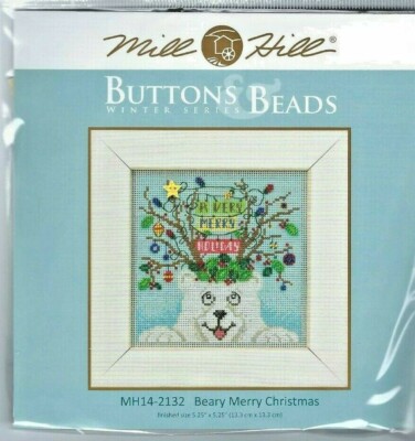 Beary Merry Christmas Bear Buttons & Beads Mill Hill Cross Stitch