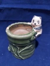 Vintage Lucky Bamboo Climbing Panda Small Planter Succulent Pot Pen Holder Retro