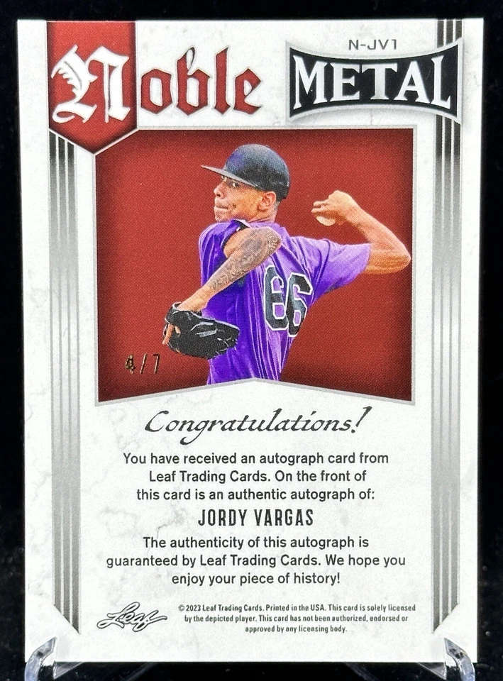 2023 Leaf Eclectic Baseball Metal Noble JORDY VARGAS Auto /7 - Image 2 of 3