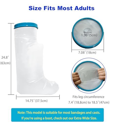 100% Waterproof Leg Cast Cover for Showering, Reusable Short Leg Cast Adult - Picture 5 of 8