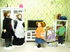 1:12 Toy Dollhouse Miniature Doll Family Figure Man Lady Baby Girl Boy Puppy pet