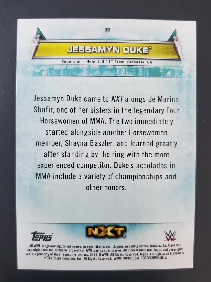 2019 Topps WWE Women's Division 1st NXT #38 JESSAMYN DUKE - Image 2 of 2