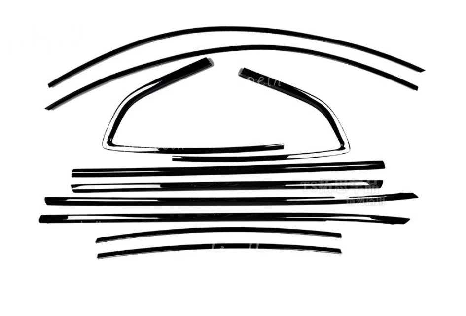 Cubierta moldeada de umbral de tira de ventana de titanio negro de 10 piezas para Audi A5 S5 4D 2010-2016 Foto 2 de 4