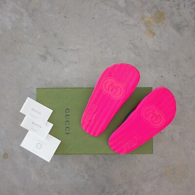 ✴美品【GUCCI】ワインク－ラ－ 450$ Gucci Web Stripe Criss Cross Slide Sandals Coral 627820