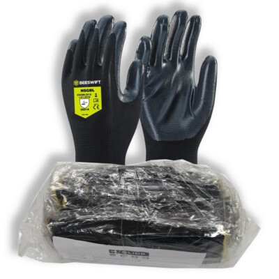 Click Nitestar schwarze halbbeschichtete Nitrilhandschuhe