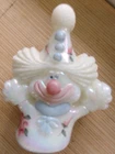 FENTON ART GLASS COLORFUL CLOWN ARTIST SIGNED WITH STICKERS FIGURINE