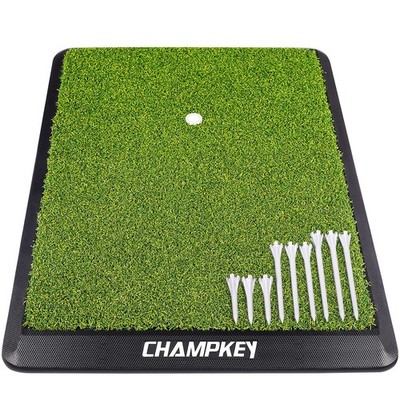 CHAMPKEY Premium Kunstrasen Golf Schlagmatte | schwer M (13'' x 17''), grün 