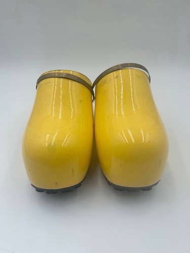 Vintage 70s Famolare Amsterdam Wooden Clogs Yellow Stud Sole Platform Shoes 7 - Image 1