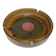 Vintage Glazed Stoneware 6" Ceramic Ashtray