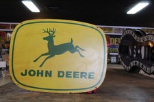 Scarce 1950s John Deere 4-leg Painted Metal Dealer Sign Farm Tractor Corn Barn