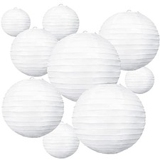 10Pcs White Paper Lanterns Decorative Chinese/Japanese 4 6 8 10 12 Inch Whtie