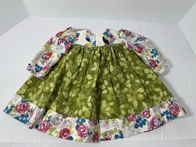 The Bailey Boys Baby Girl Dress 3M Green Floral Cotton Made USA Boutique