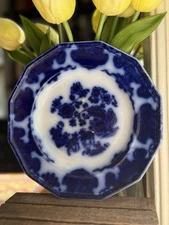 C. F M & Co Francis MorleyCASHMERE FLOW BLUEMultisided 8 ¼" Plate c.1850