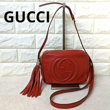 Gucci Soho Leather Shoulder Bag in Disco Red and Vermilion From Japan