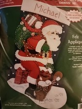 Dimensions FeltWorks "Rooftop Santa" Felt Stocking Kit 8139 New 
