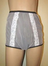 Double Sheer Pink Black Chiffon Nylon Brief panty Granny Wide gusset -7 Custom