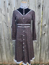 Vintage 1970s JCPenney Fashions Dress Gunne Sax Inspired Cottagecore Women's S/M
