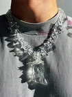 Jesus Portrait Pendant Necklace & 24" Transparent Acrylic Thorns Chain Necklace