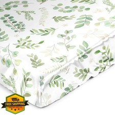 Sweet Jojo Designs Crib Sheet Green Boho Floral Sage White Watercolor Botanical