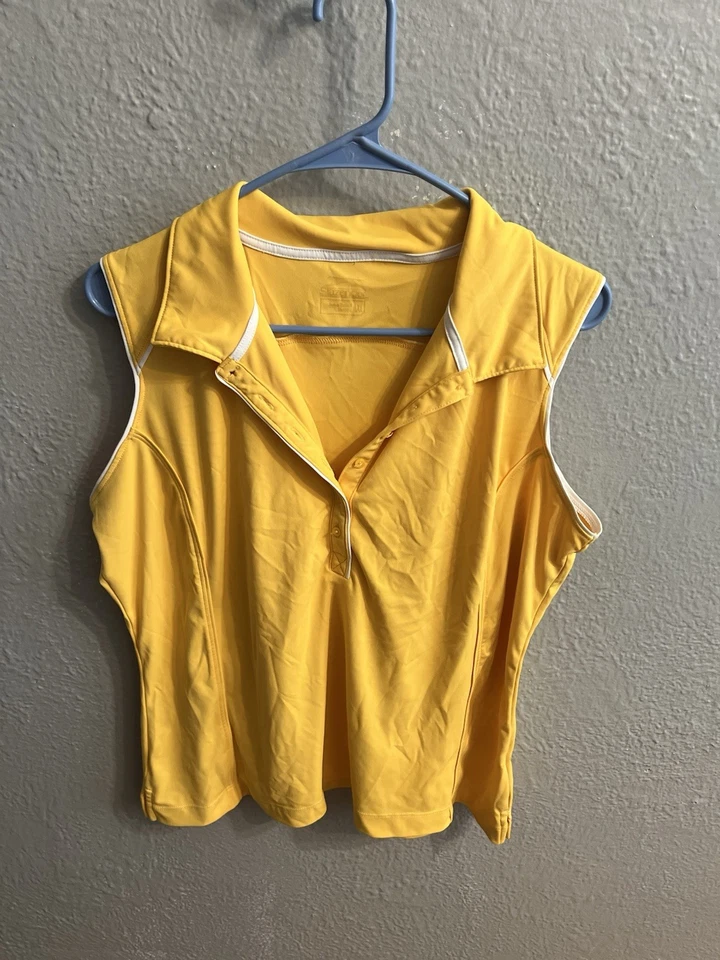 Camisa de golf Slazenger para mujer talla XL sin mangas amarilla 1/3 abotonada Foto 2 de 4