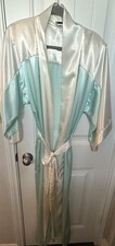California Dynasty Vintage Long Light Blue Cream Robe W/ Belt