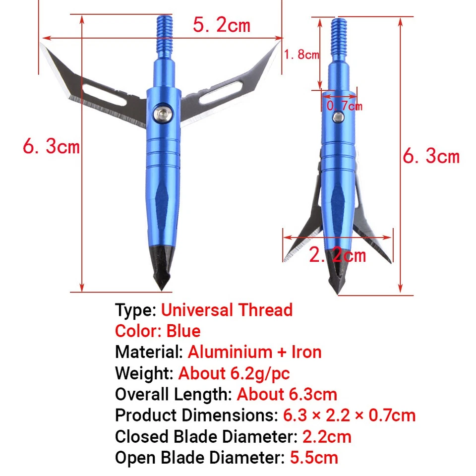 Archery 2 Blade Arrowheads Screw Broadheads Compound Bow Shooting Tips Hunting - Image 4 of 4