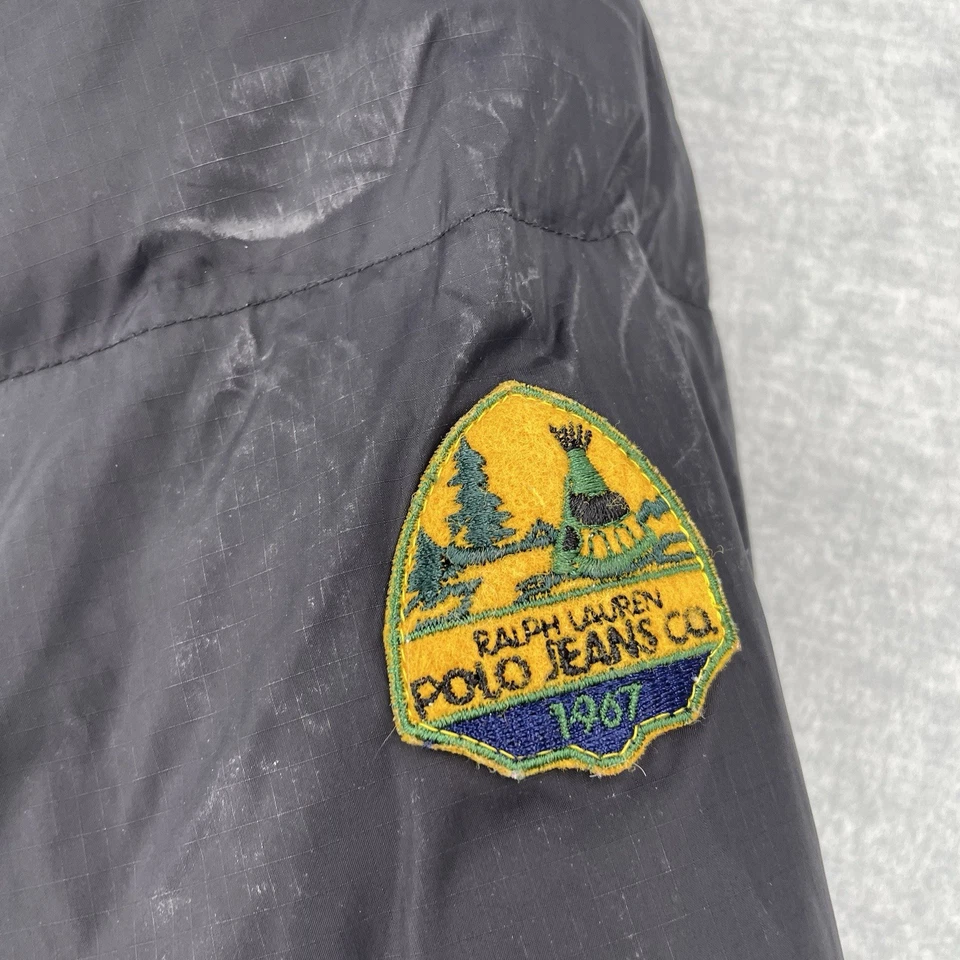 Ralph Lauren Polo Jeans Puffer Chaqueta Para Mujer Mediana Negra Con Capucha Plumas Foto 2 de 4