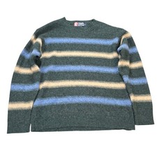 Vintage Chaps Ralph Lauren Striped Sweater Men's Size L Green 100 Lambswool