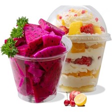 9 oz Clear Plastic Cups with Dome Lids - Dessert Cups with Lids 25 Sets , PET