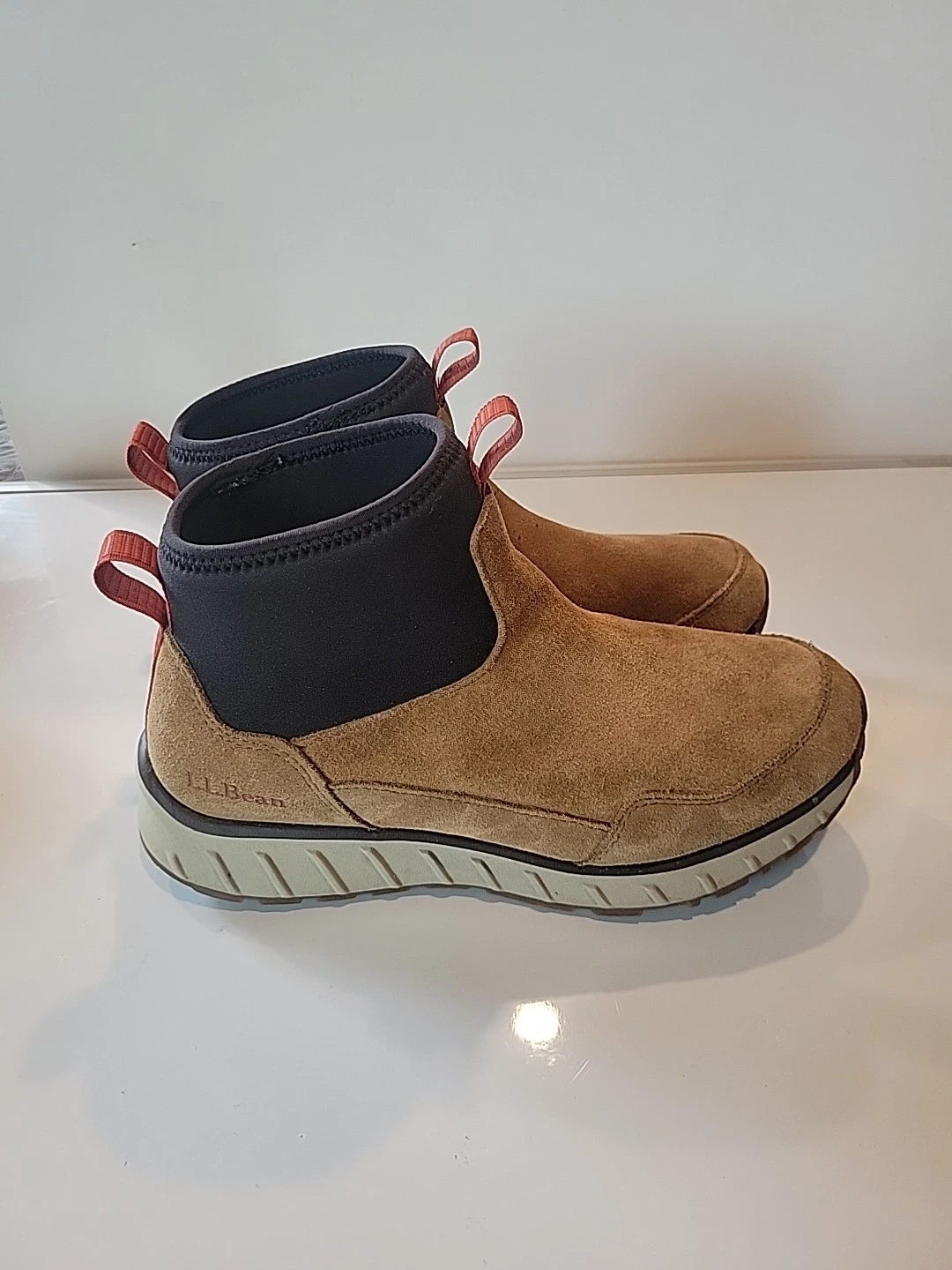 LL Bean Brown Suede Fabric Insulated Waterproof Sneaker Boots 8 Wide