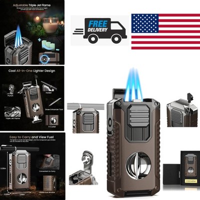 Multifunctional Torch Lighter with Triple Flames and Tool Holder for Outdoors