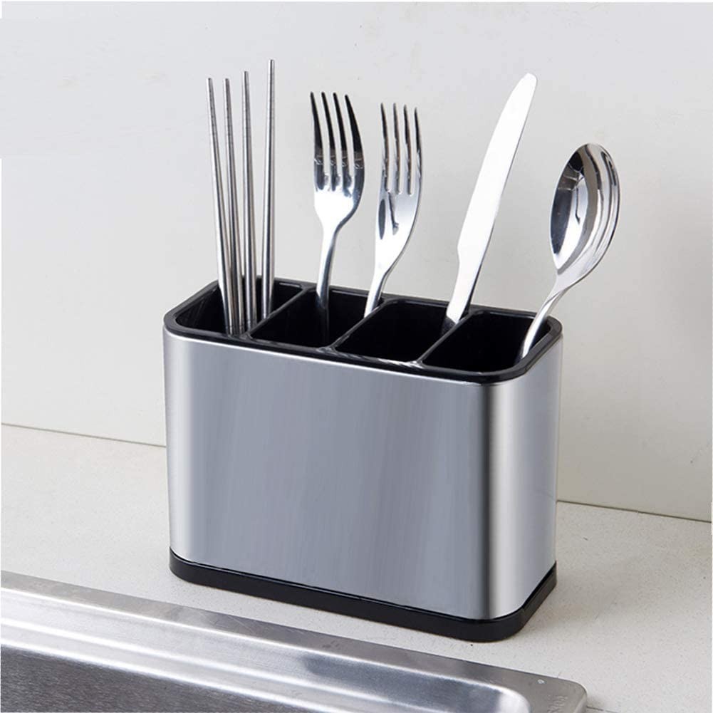 TESOT Silverware Caddy Utensil Caddy Spoon Holder with 4 Divided Compartments, 
