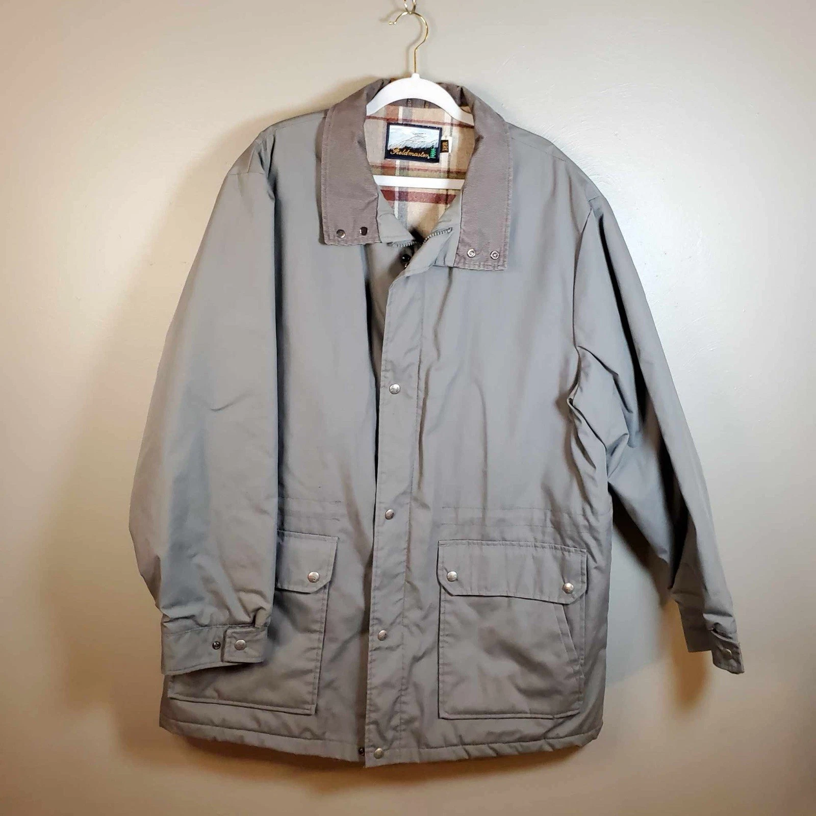 Vtg Fieldmaster Jacket Adult 2XLT Beige Blanket Lined Storm Made In USA