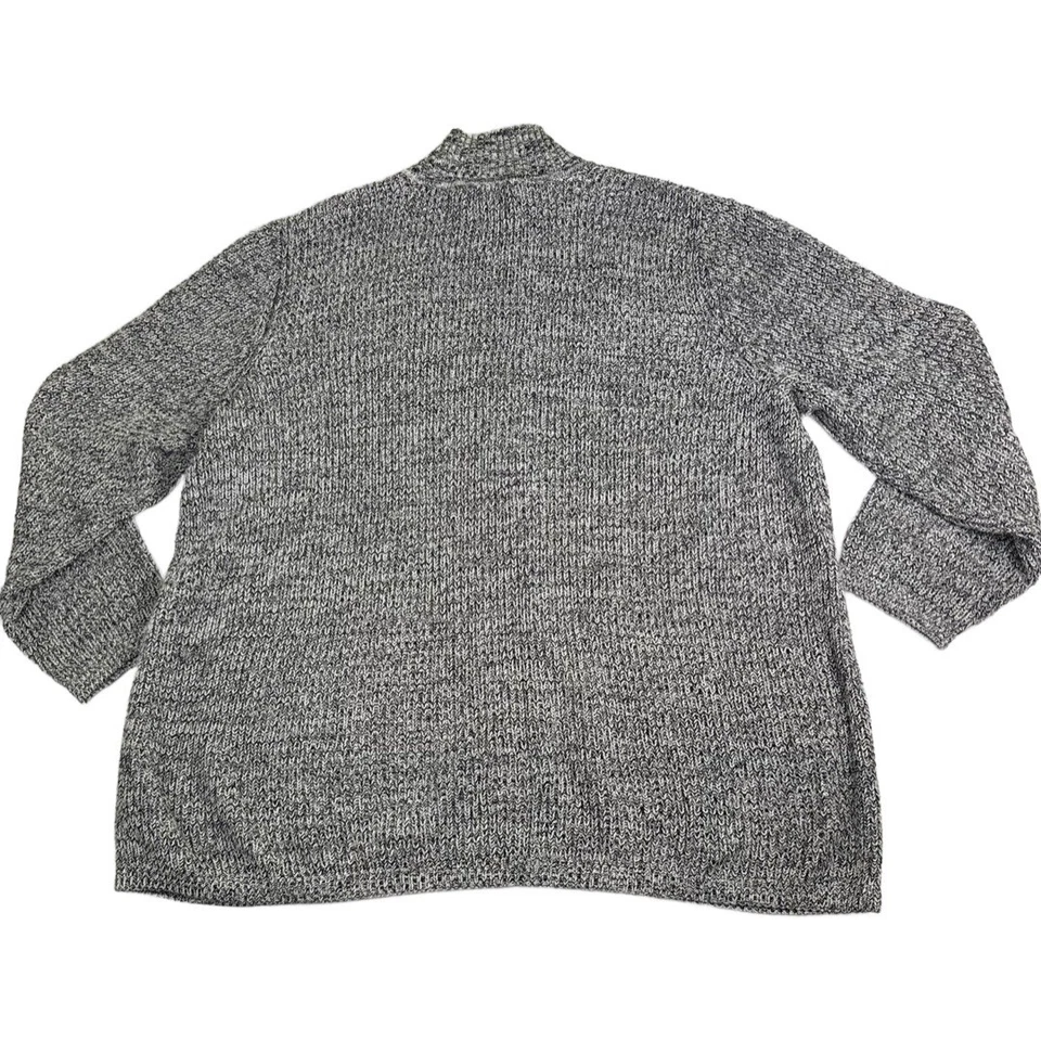 Suéter COLDWATER CREEK 2x Negro Blanco Algodón Mármol Cremallera Completa Cárdigan Bolsillos Foto 4 de 4