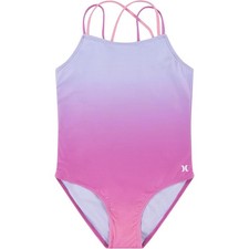 NWT New Hurley Girls Size 12 Pink Purple Ombre Strappy One Piece Swimsuit