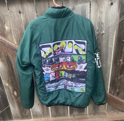 DEVA STATES Tenzing Reversible Sherpa Jacket Green Black Graphic Men's Size M
