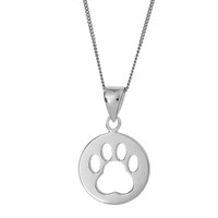 Silverly .925 Sterling Silber Rund Heraus Hund Pfote AnhäNger Halskette 46 Cm