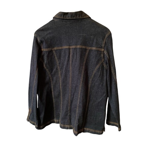 Denim Jacket 16W Womans with chest And Waist Pockets NWT Dark Denim Retro 24/7 - Picture 7 of 13