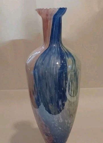 Vintage Lavorazione Murano Multi-Colored 13" Bud Hand Blown Vase