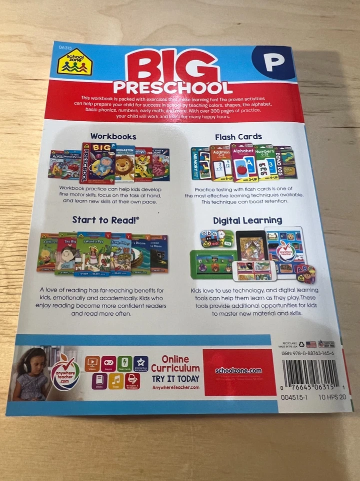 School Zone Big Preschool Workbook: 320 Pages, Toddler, Pre-K, ABCs, Alphabet, B - Image 2 of 2