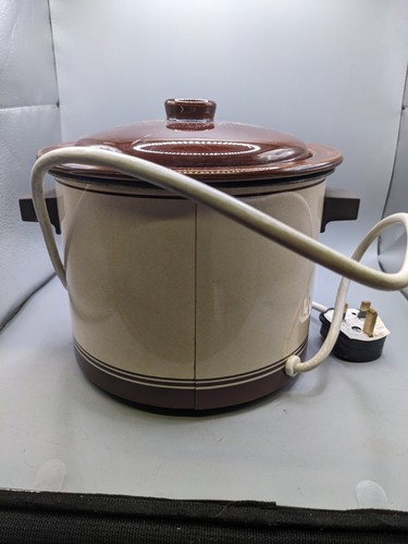 Vintage Tower Ceramic Auto Slow Cooker Compact 1.5 Litre Crock Pot Brown Unused - Picture 3 of 17