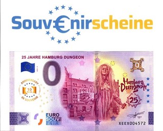 ANNIVERSARY 0 Euro Schein XEEX 2025 1 25 JAHRE HAMBURG DUNGEON