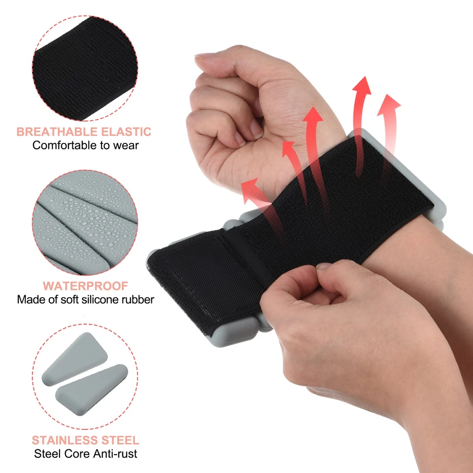 Pesas de tobillo de muñeca ajustables en total (1 lb cada una) de 2 libras grises pesas de piernas de entrenamiento Foto 3 de 4